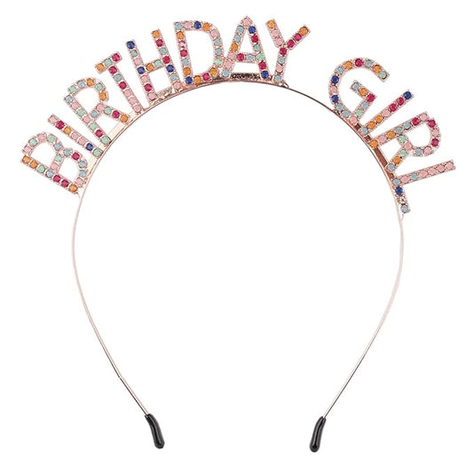 AOPRIE Birthday Girl Headband - Baroque Tiara for Women & Girls, Princess Crown Rhinestone Accessory