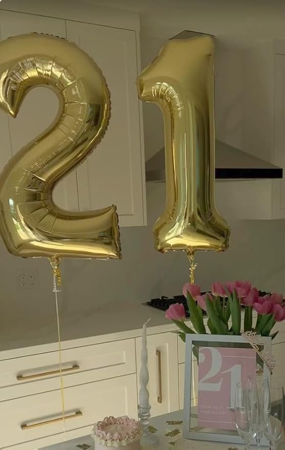 Big 40 Inch Champagne Gold 2 Number Balloon Birthday Decoration, 2026 Light Gold Number 2 Helium Balloons 12 20 22 23 24 26 28 32 42 Celebration, Boy Girl Baby Anniversary Party Graduations Supplies