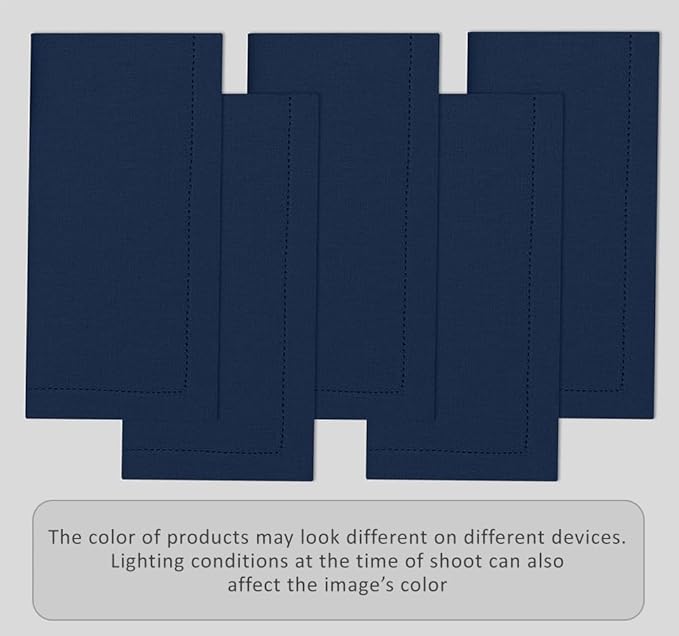 Ruvanti Premium Linen Napkins Set of 4-20x20 Inch, Classic Hemstitch, Mitered Corner Cloth Napkins ‎‎- Soft, Elegant Dinner Napkins Cloth Washable for Weddings, Parties, Everyday Use - Navy