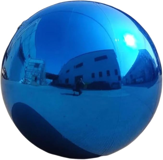 Inflatable Mirror Ball,Silver & Gold & Iridescent Giant Mirror Balloon,Big Shinny Balls,Reusable PVC Hanging Disco Sphere For Party & Wedding & Event Decoration (Blue, 79in 6.6ft 2m)