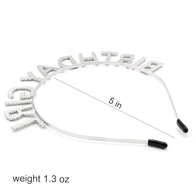 AOPRIE Happy Birthday Princess Crown Tiara, Silver Green, for Women and Girls, Rhinestone Birthday Accessories