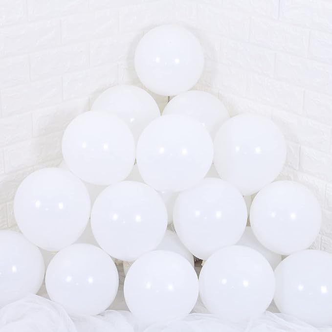 100Pcs White Balloons, White Balloon Garland Arch Kit 18/12/10/5 Inch Pastel White Latex Balloon Different Sizes Pack for Birthday Wedding Baby Shower Graduation White Theme Party Decoration