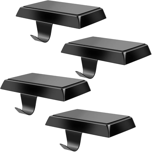 MGahyi Christmas Stocking Holders - Mantel Stocking Hangers Hanging Hooks for Fireplace Stand, Weighted Hangers for Xmas Holiday Decoration (Black, 4)