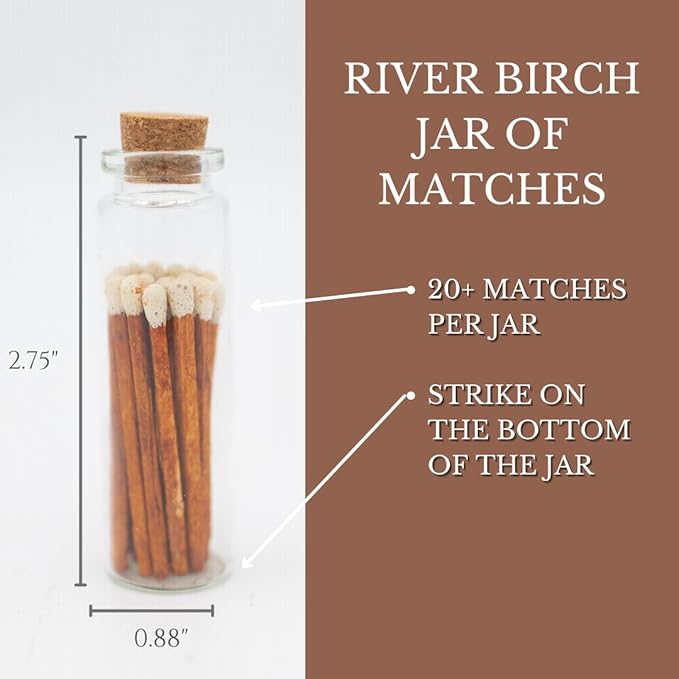 River Birch Decorative Matches in a Bottle with Striker - Cute & Colored Matches - 3 Bottles, Espresso Brown and White, 60 Matches