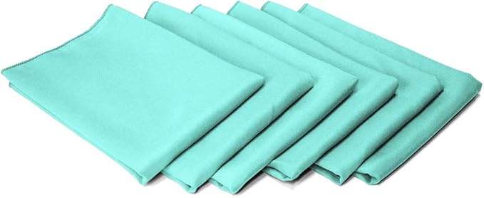 TableLinensforLess 17"x17" Polyester Cloth Napkins, Set of 6 (Baby Blue) | Easy-Care, No-Iron Finish, Superior Color Retention, Machine Washable