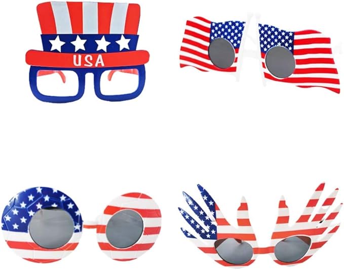 TD.IVES12 Pack American Flag Glasses USA Patriotic Party Sunglasses Masks Cool Shaped Plastic Eyewear for Party Props