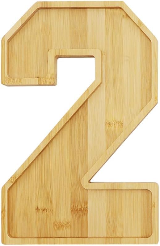 15.8'' Bamboo Wooden Number Charcuterie Board Box, Fillable Number 2 Serving Tray, Wood Charcuterie Boards for Fruit Cheese Platter Vegetable Food Dish Plates, Anniversary Birthday Party Decoration