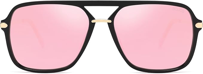 SOJOS Sunglasses for Women & Men, Square, Retro, Polarized Lens, Trendy Aviator, 90s Shades