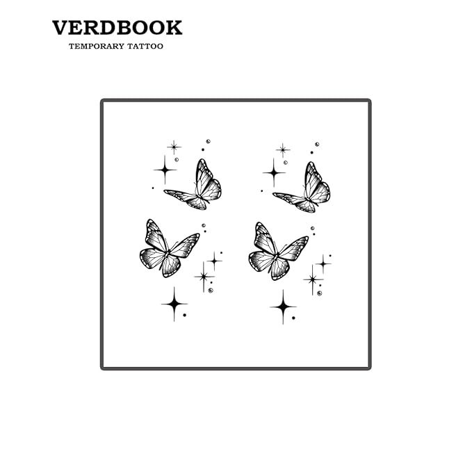 Waterproof Temporary Tattoos: 2-Sheet Tattoo Kit with Realistic Body Stickers, Semi-Permanent Tattoos for Adults Lasting 7-15 Days – Safe for Men & Women, Butterfly Style