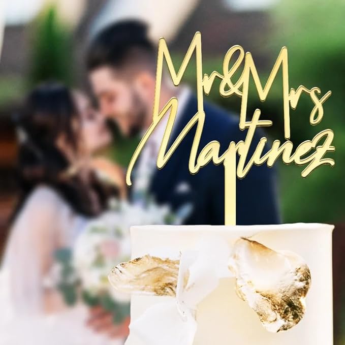 Personalized Cake Topper - Wedding Decoration, Anniversary Keepsake, Couple Celebration Gift - Mr & Mrs Anniversary, Wedding Gift