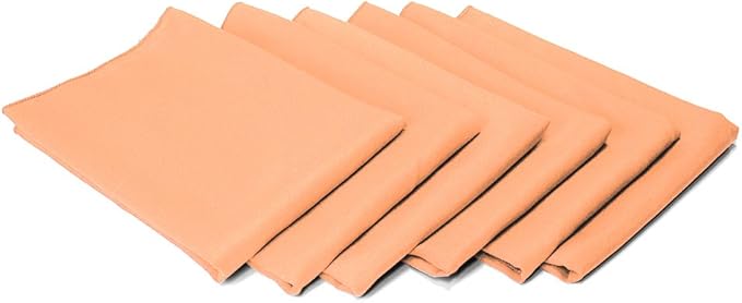 TableLinensforLess 17x17 Inch Polyester Cloth Napkins, Set of 6 (Peach)
