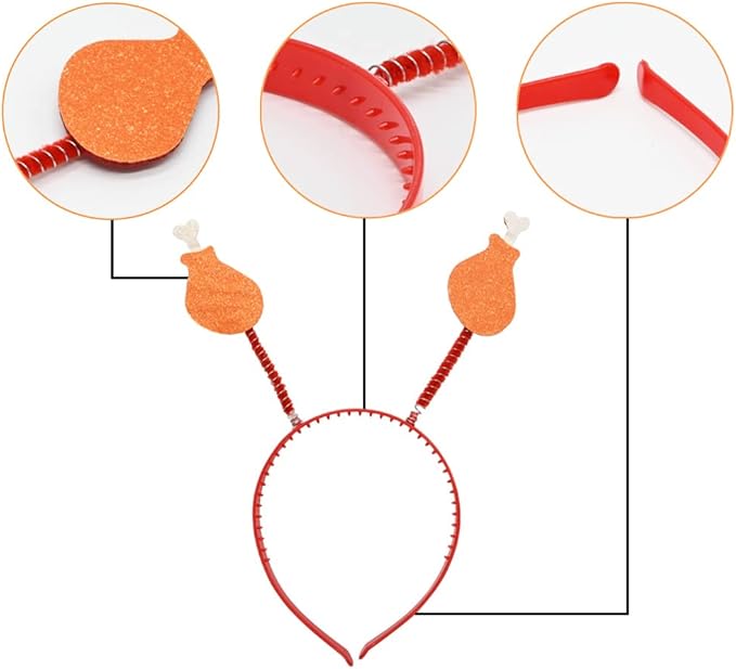 3 Pieces Thanksgiving Turkey Headbands and 3 Pieces Thanksgiving Turkey Sunglasses, 6 Pieces Turkey Eyeglasses Head Boppers Costumes Decoration Props for Thanksgiving Day Party Favor Accessories