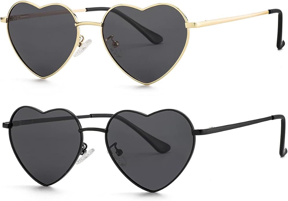JOVAKIT Polarized Heart Sunglasses for Women Fashion Lovely Style Metal Frame UV400 Protection Lens