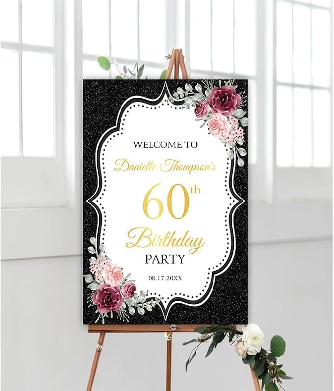 Personalized Sign for 50th Birthday Party - Decorations Celebration Sign, Happy Birthday Any Age Board, Minimalist Party Signs#7