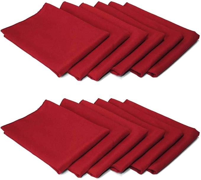 TableLinensforLess [12 Pack, Cherry Red] Cloth Napkins 17x17 Inches, 100% Polyester Dinner Napkins with Hemmed Edges, Machine Washable Napkins Ideal for Parties, Weddings and Dinner