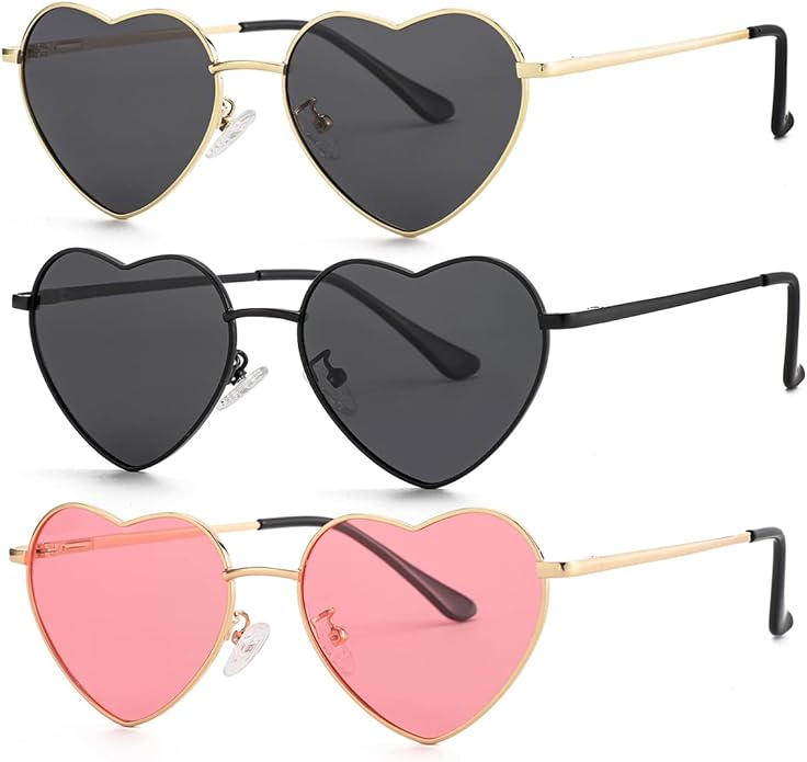 JOVAKIT Polarized Heart Sunglasses for Women Fashion Lovely Style Metal Frame UV400 Protection Lens