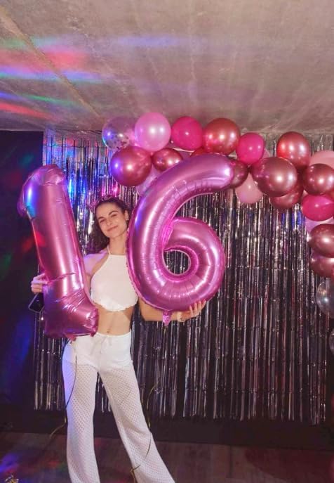 Pink 1 Number Balloon 40 inch, Number 1 Birthday Balloon for Boy Girl, Pink Foil One Balloon for 1st 10 11 12 16 18 Birthday Party, Anniversary Celebration Number Balloons Decorations