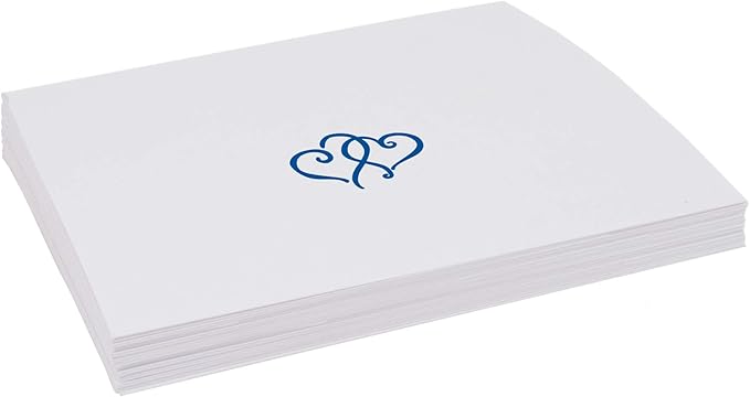 Linked Hearts Place Cards, Royal Blue (Choose Color), Set of 60, Pre-cut and Scored - Wedding, Party, Dinner, and Special Events - Made in the USA