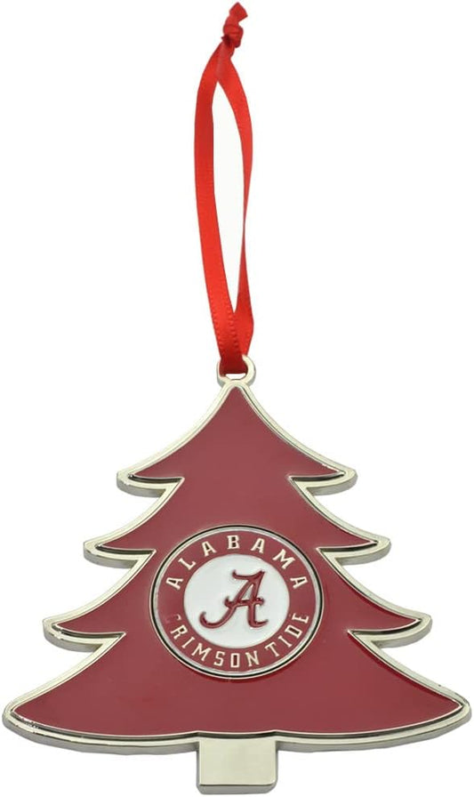 Alabama Crimson Tide Circle Logo Tree Shaped Metal Christmas Ornament