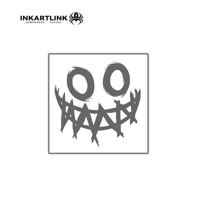 INKARTLINK Semi Permanent Tattoo, Temporary Tattoo, Beautiful and Realistic Design, Fun Tattoo Experience, Cruelty-free, Non-reflective, Waterproof (Funny Smiley Face)