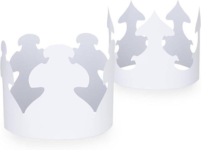 Hygloss White Paper Crowns 24 Pack - Paper Crowns for Kids to Decorate - Craft Activity - Blank Crown for Adults - Perfect for Parties, Celebrations - DIY Crown Crafts