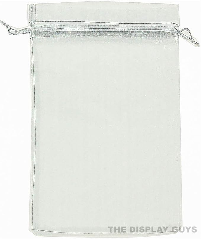 TheDisplayGuys 48-Pack 4x6 Silver Sheer Organza Gift Bags with Drawstring, Jewelry Candy Treat Wedding Party Favors Mesh Pouch