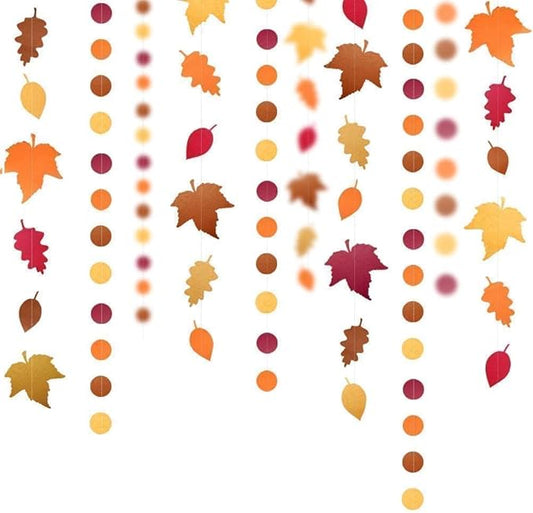 Cheerland Fall Leaf Garlands Thanksgiving Party Decorations Maple Banner Backdrop Hanging Decor Streamer for Birthday Classroom Picnic Wedding Baby Shower Autumn Thanksgiving Harvest Party Supplies