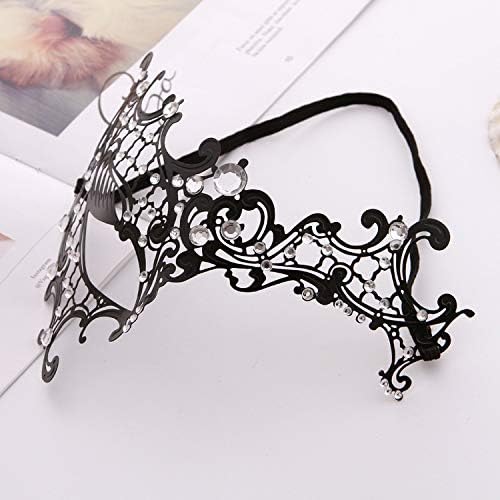 Venetian Masquerade Mask for Women - Ultralight Shiny Metal Rhinestone Party Evening Prom Ball Mask
