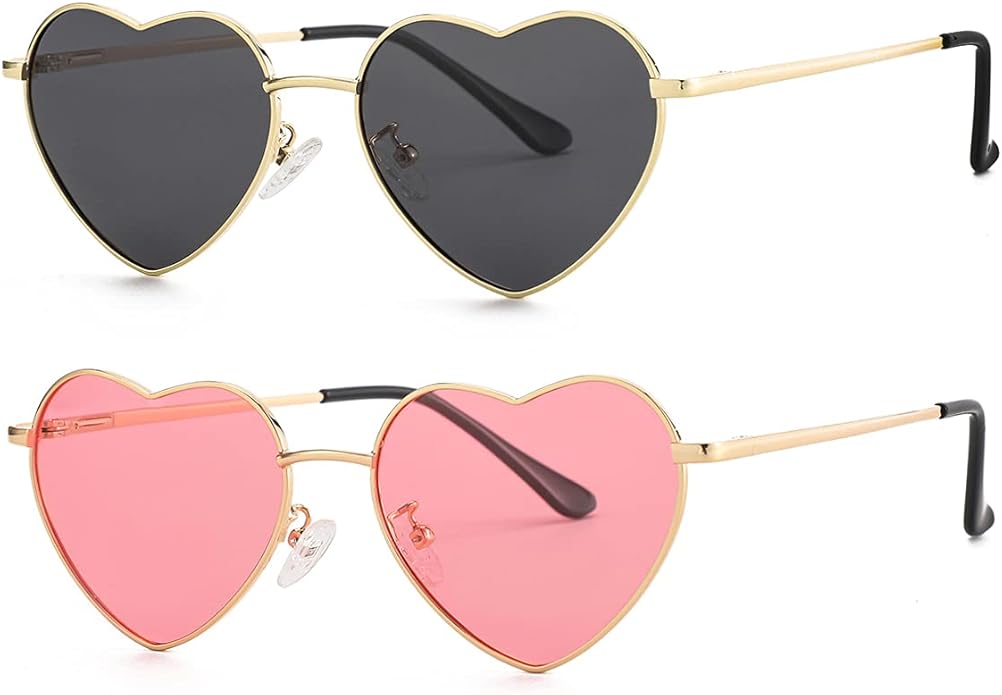 JOVAKIT Polarized Heart Sunglasses for Women Fashion Lovely Style Metal Frame UV400 Protection Lens