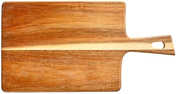 Acacia Wood Serving Board, Brown Rectangular Charcuterie Board with 5-Inch Handle, 17.5x9.25 Inches