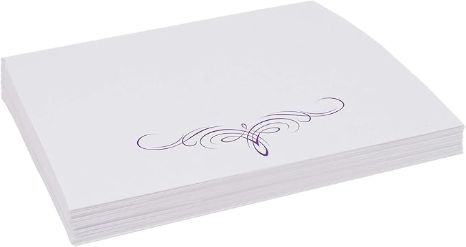 Decadent Flourish Place Cards, Purple (Choose Color), Set of 25, Pre-cut and Scored - Wedding, Party, Dinner, and Special Events - Made in the USA