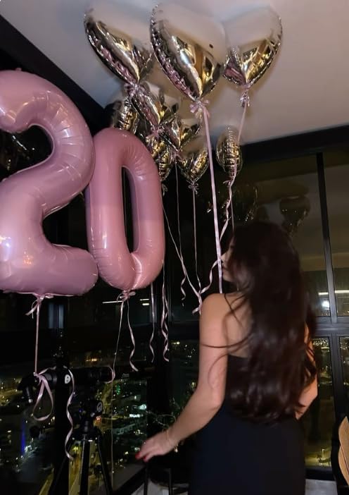 Pearlescent Pink 40 Inch Large Number 5 Birthday Balloon, Five 5th 15 25 35 50 55 Birthday Celebration Decorations, Foil 5 Mylar Helium Number 5 Balloons Girl Boy Anniversary Party Supplies