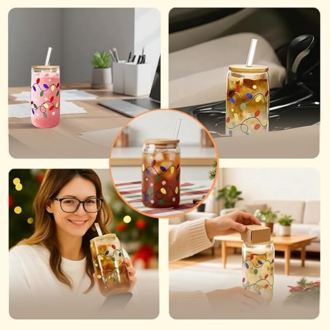 2026 Color Changing Christmas Cup,Color Changing Cups with Lids and Straws,18OZ Reusable Glass Lced Coffee Cups,Suitable for all Kinds of Cold Drinks,Surprises Christmas Gifts.