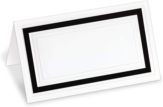 PaperDirect White Cover Stock Place Cards with Black Foil Border, 200-Pack