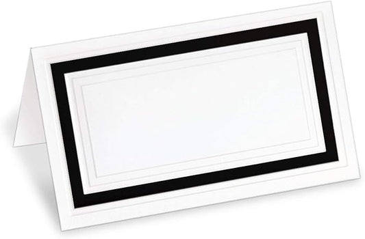 PaperDirect White Cover Stock Place Cards with Black Foil Border, 200-Pack