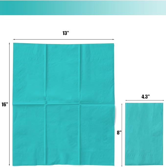 qiqee Mint Blue Paper Napkins 13 * 16inch Guest Paper Disposable Towels Napkin Paper Hand Towels for Wedding, Dinner, Birthday Party, Dessert Cocktail ＆ Kitchen Napkins（ 120 Count）