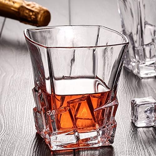 Premium Crystal Whiskey Glasses Set of 6 Large Lead-Free Crystal Glass Tasting Cups Scotch Glasses Tumblers for Drinking Irish Whisky Bourbon Tequila (Ice Cube, 6 * 9.6 oz)