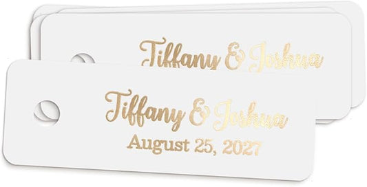 100 pcs Custom Wedding Favor Gift Tags, Extra Small Personalized Thank You Tags for Weddings, Birthdays, Bridal Shower, Baby Shower, Party Decorations