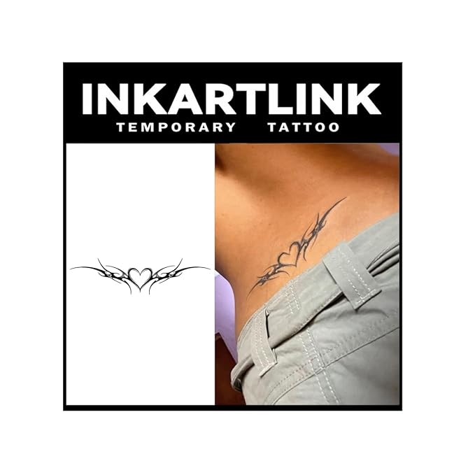 INKARTLINK Tattoo Tech, 2 Sheets Large Semi Permanent Tattoo, Temporary Tattoos, Last 1-2 Weeks, Waterproof, Realistic Look, No Adhesive, No Reflection （Flower Design)298