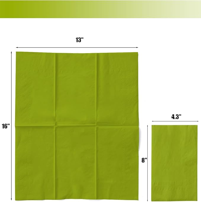 qiqee Avocado Green Paper Napkins 13 * 16inch Guest Paper Disposable Towels Napkin Paper Hand Towels for Wedding, Dinner, Birthday Party, Dessert Cocktail ＆ Kitchen Napkins（ 120 Count）
