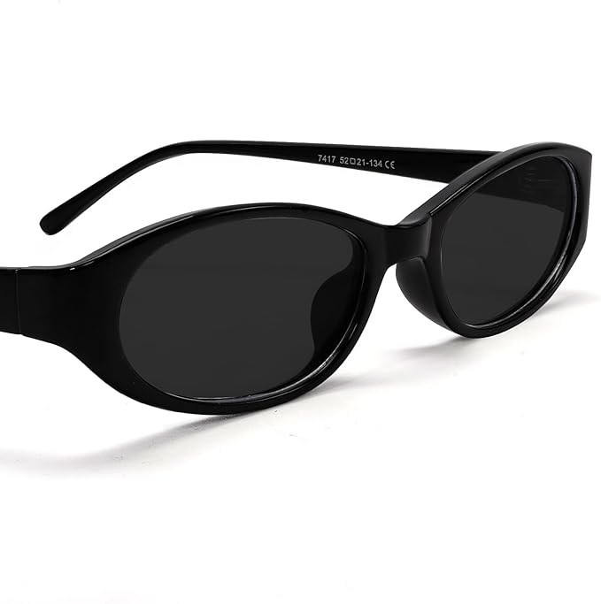 Retro Oval Sunglasses for Women Chic Cat Eye 90s Sunnies Lightweight Narrow Shades Trendy UV protection Sun Glasses