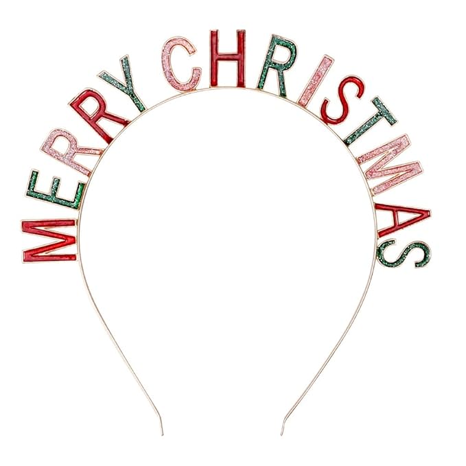 Merry Christmas Rhinestone Headband for Women Girls, Xmas Crystal Hair Hoop Christmas Party Hair Accessories Gift (Colorful)