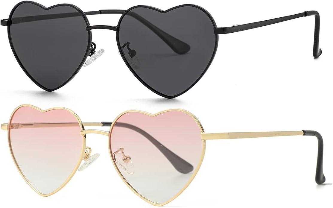 JOVAKIT Polarized Heart Sunglasses for Women Fashion Lovely Style Metal Frame UV400 Protection Lens