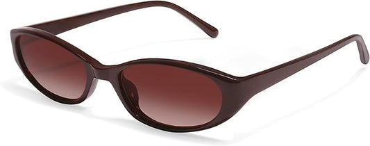 Retro Oval Sunglasses for Women Chic Cat Eye 90s Sunnies Lightweight Narrow Shades Trendy UV protection Sun Glasses