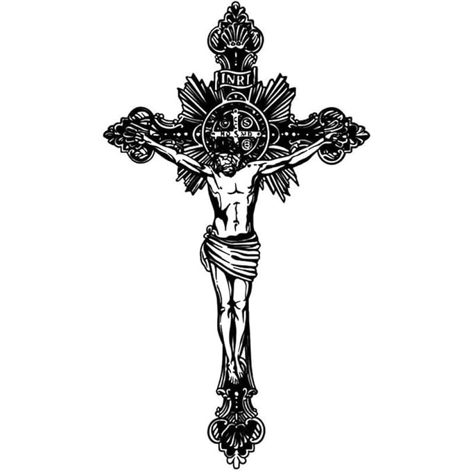 INKARTLINK Tattoo Tech,2 Sheets Extra-Large Semi Permanent Tattoo, Adult Art Design Temporary Tattoos, Lasts 1-2 Weeks, Waterproof, Realistic look, No Adhesive, No reflection (Christian Cross Design?