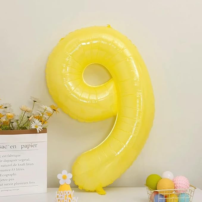 40 inch Yellow Number Balloon Giant Foil Helium Balloons Number 9 Balloon for 9th Birthday Party Decorations