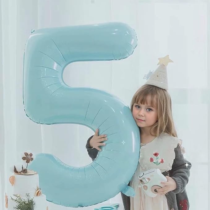 40 Inch Matte Blue 4 Number Balloons Light Blue Number 4 Foil Balloon Mylar Helium Balloon for Birthday Party Decoration Wedding Anniversary Supplies (Number 4)