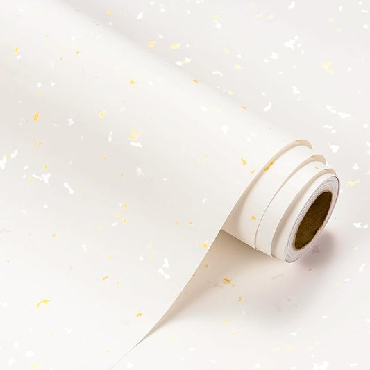 WRAPAHOLIC Ivory Wrapping Paper Roll - Mini Roll - 17 Inch x 16.5 Feet - Ivory Gold Design with Silky Touch Perfect for Birthday, Wedding, Baby Shower, Holiday