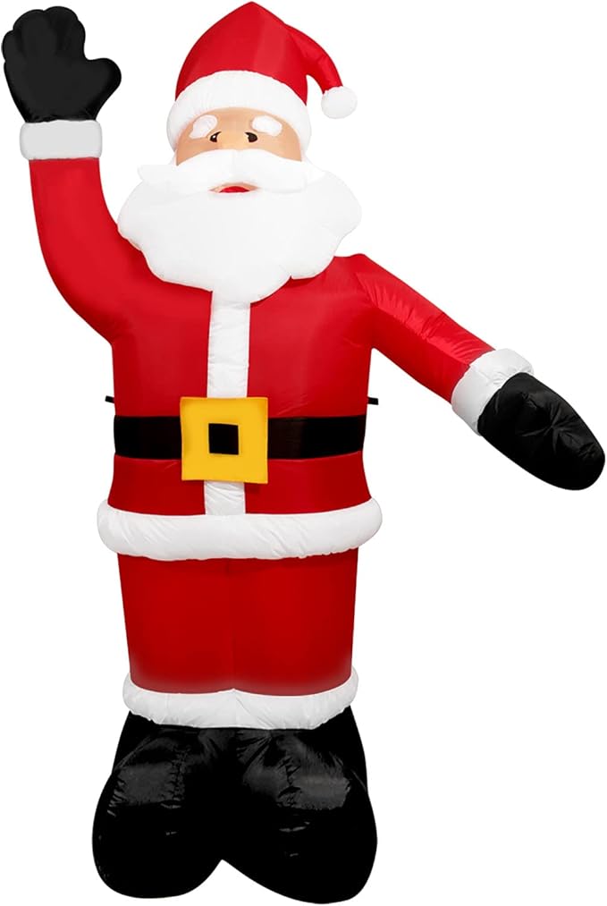 Christmas Inflatable Snowman/Nutcracker/Santa Claus Lighted Blow Up Christmas Yard Decoration with Built in Fan and Anchor Ropes (03-Santa)