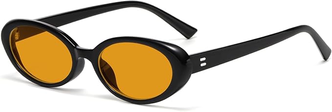 Retro Oval Sunglasses for Women Men Fashion Small Oval Sunglasses 90s Vintage Shades